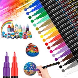 Goffii 18 Farbe Steine Bemalen Acrylstifte für Steine wasserfest Permanent Marker Stift für Ostern Basteln Kinder Leinwand Ostereier Holz Schule Manga Kunstler/DIY Fotoalben/Hochzeit Papier 0.7mm 18 Farben