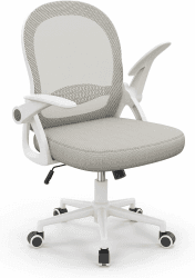 naspaluro Bürostuhl, Ergonomischer Schreibtischstuhl mit Atmungsaktiv Netzbespannung, Hochklappbare Armlehnen, Höhenverstellbarer, Computerstuhl, Leichter Stuhl, 360° Drehstuhl, Grau Grau 48 x 48 x 98cm