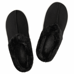 Frank Mully Damen-Slipper, Memory-Schaum, flauschig, zum Hineinschlüpfen, warm, gemütlich, rutschfest, für drinnen und draußen Schwarz 38/39 EU