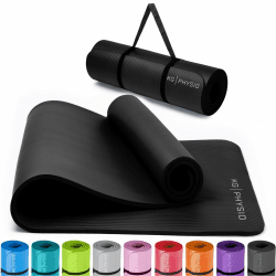 KG Physio Yogamatte Rutschfest und Gepolstert - Yoga Matte mit Tragegurt, Fitnessmatte, Turnmatte, Sportmatte Dicke 8mm, Gymnastikmatte, Gym Matte, Pilates Matte, Fitness Matte Sport, 183x60cm Schwarz