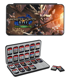 Konphat Switch Spiel Aufbewahrungsbox, Switch Spielkarte Cartridges Halten Sie 24 Spielkarten und 24 Micro SD Karten, Schlank Tragbar Spiele Organizer, Weiches Silikon Futter, Magnetverschluss Monster Hunter Rise