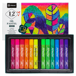 Artecho Ölpastellkreide Fluoreszierende 12er Leuchtfarbe Set, lichtechte Farben, Sanfte Berührung, Einfaches Mischen und Schattieren, Ideal für Künstler, Hobbymaler, Schule. 12 stück (1er Pack)