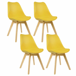 WOLTU 4er Set Esszimmerstühle Küchenstuhl Design Stuhl Esszimmerstuhl Kunstleder Holz Gelb BH29gb-4 4er Set Gelb