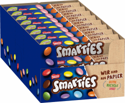 Nestlé SMARTIES Hexagon-Rolle, bunte Schokolinsen aus Milchschokolade mit natürlichen Farben und Aromen, 24er Pack (24 x 38g) Kakao 38 g (24er Pack)
