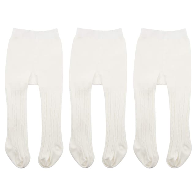 Durio Baby Strumpfhose für Mädchen Jungen Baumwolle Kinderstrumpfhose Kinder Strumpfhosen Set Warme Strümpfe Leggings 0-6 Monate 3 Paar Weiß