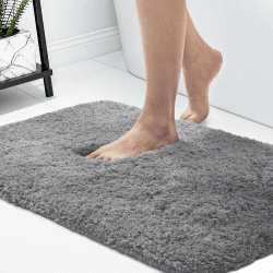 Deconovo Badvorleger Badematte rutschfest waschbare Badematten Weich Mikrofaser Saugfähig Badezimmerteppich Shaggy Badezimmer Teppich Duschvorleger rutschfest, 70x120 cm, Grau, 1 Stück 70x120 Grau