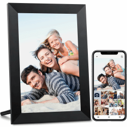 Digitaler Bilderrahmen WLAN 10.1 Zoll,32GB Speicher,1280x800 HD IPS Touchscreen Elektronischer Bilderrahmen, Automatische Rotation,Wandmontagefähig,Einfache Teilen Sie Fotos Sofort von überall Aus 10.1 Zoll, Schwarz