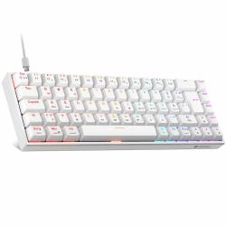 KOORUI Mechanisch Tastatur, 60% Gaming Tastatur mit 12 Tasten Multifunktionstaste USB Kabel Volles Tasten-Rollover Deutsches Layout QWERTZ für Windows MacOS Linux-Blauer Schalter, Weiß 69 Tasten Tastaturen Blauer Schalter-Weiß