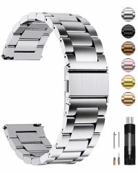 Fullmosa Edelstahl Uhrenarmband 22mm für traditionell Uhr, Kompatibel mit Samsung Galaxy Watch 3 45mm/Galaxy Watch 46mm,Huawei Watch 4/4Pro/GT 4/3/GT2 46mm/Garmin Vivoactive 4, 22mm Silber Silber 22mm