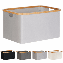 efluky Faltbarer Wäschekorb 60L, Bambus Stoff Faltbarer Storage Basket, Aufbewahrung Klappbar Wäschekorb, Laundry Baskets für Schlafzimmer Badezimmer (Hellgrau) Hellgrau-60l