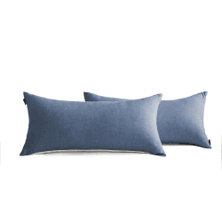SOULFUL Kissenbezug 40x80 Baumwolle Denim Blue, Kissenbezüge 2 Teilig mit Reißverschluss, Ähnliche Textur wie Stone Washed Leinen, ÖkoTex Zertifiziert, Weich und Bequem Denim Blue 2tlg. 40*80cm