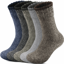 Reamphy 5 Paar Thermosocken Herren, Winter Warme Socken Merino Wollsocken Herren, Dicke Atmungsaktiv Socken Wintersocken Wandersocken für Wandern, Zuhause, Freizeit, Sports 39-46 Mehrfarbig-1