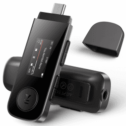 AGPTEK 64GB Tragbare USB MP3 Player mit Bluetooth, Typ-C und USB Musikplayer mit Clip, USB Stick mit UKW-Radio, Aufnahme, unterstützt Mobiltelefon verbinden, Schwarz 64 GB Schwarz