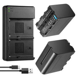 ENEGON NP-F970 Akku (8400 mAh 2 Pack) und LCD-Ladegerät-Kit kompatibel mit Sony NP-F930 NP-F950 NP-F960 Akku und Sony CCD-SC55, TR516, TR716, TR818, TR910, TR917 NP-F970 Akku x2 und Ladegerät