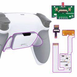 eXtremeRate Konfiguriert Rise V3 Remap Kit für ps5 Controller BDM-030/040/050, Upgrade Board & Gummiert Grips Case Rückgehäuse & Back Paddles Zubehör für ps5-Weiß Grau