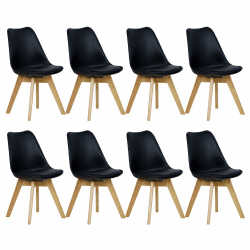 WOLTU 8er Set Esszimmerstühle Küchenstuhl Design Stuhl Esszimmerstuhl Kunstleder Holz Schwarz EZS69sz-8 8er Set Schwarz