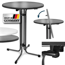 Beautissu Klappbarer Stehtisch Ø 80 cm Sylt – Bistrotisch Rund Klapptisch Wetterbeständig & Hitzebeständig - Kratzfester Partytisch höhenverstellbar, leichte Montage & TÜV – Anthrazit Ø 80 cm Anthrazit