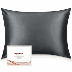 Adubor Seidenkissenbezug 40x80cm für Haar und Haut, mit verstecktem Reißverschluss, beide Seiten, 23 Momme Seide, Fadenzahl 900 (Grau Raum, 1 Stück) Grau Raum 1 Stück-40x80cm