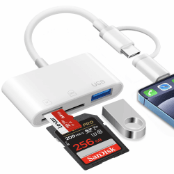 SD Kartenleser für iPhone iPad, Light ning & USB-C auf SD Micro SD USB 3.0 Kartenleser USB C SD Card Reader iPhone Speicherkartenleser SD Karten Adapter für iPhone 16/15 iPad MacBook Samsung 3 in 2 USB 3.0