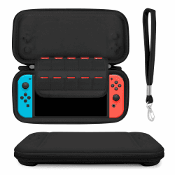 Skycase Tasche Kompatibel mit Nintendo Switch und New Switch OLED,Schwarz schützende Harte tragbare Reise Tragetasche Eva-Fall, Tragetasche für Nintendo Switch und Neue Switch OLED-Konsole (Schwarz)