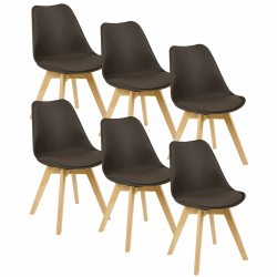 WOLTU 6er Set Esszimmerstühle Küchenstuhl Design Stuhl Esszimmerstuhl Kunstleder Holz Braun BH29br-6 6er Set Braun