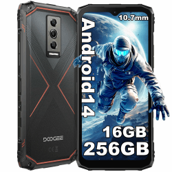 DOOGEE Blade 10 Pro [2025] Outdoor Handy 256GB(2TB)+16GB Outdoor Smartphone Ohne Vertrag Android 14, 6.56″ HD IPS 50MP Kamera Baustellenhandy, 3 Card Slot /5150mAh /IP68/69K /NFC/GPS/Face ID/OTG Blade10Pro(Schwarz Rot)