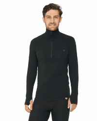 DANISH ENDURANCE Merino Langarmshirt Herren, Premium Thermounterwäsche Herren, Skiunterwäsche, Temperaturregulierendes Funktionsshirt, Merino Shirt Herren, Mit oder ohne Reißverschluss M Schwarz Half Zip