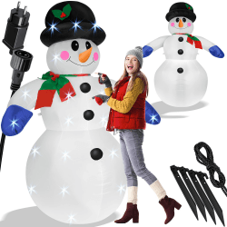KESSER® Aufblasbarer Schneemann XXL 240cm LED-Beleuchtung mit Befestigungsmaterial & geräuscharmen Gebläse Deko Weihnachts-Figur Weihnachten Weihnachtsdekoration Innen & Außen Witterungsbeständig IP44 240 cm