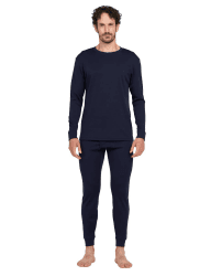 LAPASA Herren 100% Merinowolle Thermounterwäsche Set, Premium Merino Wolle Unterhemd & Unterhosen, Thermo Funktionsunterwäsche (M31 Warm/M126 Extra warm) L M126 Extra warm Merinowolle Set Navy (Extra Warm M126)