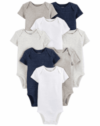 Simple Joys by Carter's Unisex Baby Neutral Short-Sleeve Bodysuit Body (8er Pack) 0 Monate Marineblau Heidekraut/Weiß/Haferbeige