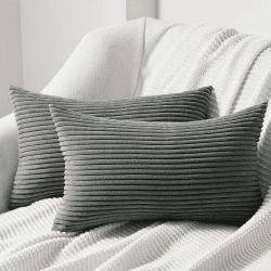 Topfinel Kissenbezug Kordsamt Zierkissenbezug Dekokissen Sofakissen Kord Kissenhülle Dekorative Weiche Zierkissenbezüge Kissen für Sofa Sessel Zuhause Schlafzimmer 40x60 cm Dunkle Grau 60 x 40 cm, 2 Stück Dunkelgrau
