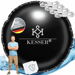 KESSER® Poolkissen Winter 500cm | Poolabdeckung mit Doppelnaht Whirpools | Luftkissen Pool Abdeckung Überwinterung | Abdeckung Einbaupools Winter | PVC wasserdicht & UV-beständig mit 4X Seile 500cm Rund Schwarz