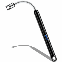 LcFun Stabfeuerzeug, Lichtbogen Feuerzeug Elektrisch, Elektrisches Feuerzeug Lang Winddicht USB Feuerzeug für Küche Camping Feuerwerk (Schwarz)