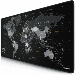 TITANWOLF - DEUTSCHES LAYOUT - Titanwolf XXL Gaming Mauspad 900x400x3 mm - Schreibtischunterlage Gross - XXL Mousepad Gaming und Office - Weltkarte schwarz 1