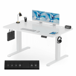 Homall Höhenverstellbarer Schreibtisch 120x60 cm, Schreibtisch Höhenverstellbar, Elektrischer Schreibtisch mit Vierteilige Tischplatte, Computertisch mit Memory Funktion,Standing Desk 120_x_60_cm Weiß