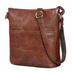LEABAGS Leder Handtasche Damen I Premium Echtleder Umhängetasche I Schultertasche I Damentasche I Tragetasche für Arbeit Uni Schule Freizeit L Vintage Cognac