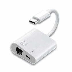 chenyang 2 in 1 USB C auf RJ45 100 Mbit/s Netzwerkadapter mit PD 24W Ladung für Laptop Tablet Telefon RJ45 2 IN 1