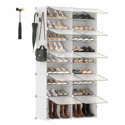 SONGMICS Schuhregal mit 10 Fächern, Schuhschrank, 30 x 40 x 30 cm pro Fach, schmal, mit Türen, Stahlrahmen, Kunststoff, für Flur, Schlafzimmer, Eingangsbereich, weiß LPC035W01 10 Fächern (83B x 156H cm) Weiß