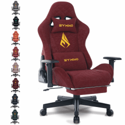 Symino Gaming Stuhl, Ergonomischer Bürostuhl, Rennstuhl-Design PC Stuhl, Vintage-PU-Leder, Verstellbarer Drehbarer Task Stühle mit Fußstütze (Burgunderrot) Burgunderrot Kunstleder