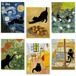 LIMITADA 6 Stück Flower Market Poster Stilvolles Blumenmarkt Poster Flower Kunstdrucke Poster Blumen Weinlese Wand Plakat für Wohnzimmer Schlafzimmer 30 * 21cm /11.81x8.27inches (cat)