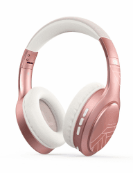 PowerLocus Bluetooth Kopfhörer Over Ear, Kopfhörer Kabellos mit 3-EQ modi, 60std. Spielzeit, Hi-Fi-Stereo Faltbare Headset mit Mikrofon, Memory-Foam Ohrpolster und Stoff-Stirnband für Handy/Reisen/PC Upgrade Rose Gold