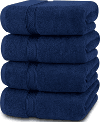 Utopia Towels - 4er-Pack Badetücher Set Premium 100% ringgesponnene Baumwolle 69 x 137 cm Handtücher, sehr saugfähig, weiches Gefühl Duschtücher (Marineblau) 4er-Pack Marineblau