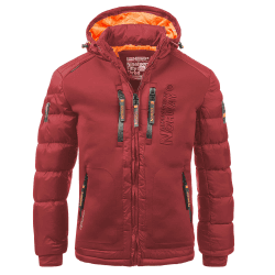 Geographical Norway Herren Steppjacke Winterjacke mit Kapuze – Gefütterter Warmer Anorak S-7XL Outdoor SKI Snowboard Kapuzenjacke für den Winter/Herbst - IMS Production XXL Darkred