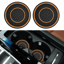 deemars 2PCS Sie Will Untersetzer, Untersetzer Für Die Untersetzer, Die Abdrücke der Tassen, EIN Platz aus PVC im Vorbeifahrglas, Zubehör Für Die Meisten Automobile (Orange)