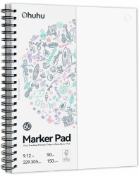 Ohuhu Skizzenbuch Doppelseitig, 60 Blatt/120 Seiten – 150 g/m² – Säurefreies – Spiralgebundenes, Durchschlagfestes Papier zum Aquarell Skizzieren, Illustrieren und Porträtzeichnen, 229 x 305 mm 229mm x 305mm