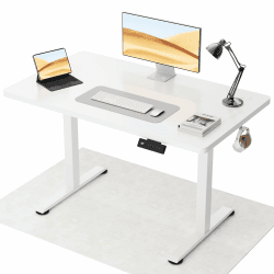 Flamaker Höhenverstellbarer Schreibtisch Ganze Tischplatte 100 x 60 cm Elektrischer Schreibtisch Höhenverstellbar für Steh-Sitz, Computertisch mit Memory-Funktion, Standing Desk,Weiß Weiß 100 x 60 cm