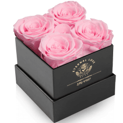 Impouo Rosenbox,Infinity Rosen,Konservierte Rose,Ewige Rose,Geburtstagsgeschenke FüR Frauen, Geschenke FüR Mutter/Freundin/Ehefrau/Oma, Geburtstag, Valentinstag,Ewige Blume Rosa 4 Rose