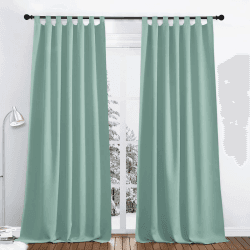 PONY DANCE Blickdichte Vorhänge mit Schlaufen Thermovorhang Kälteschutz Verdunklungsgardine Kinderzimmer Schlaufengardinen Wohnzimmer, 2er Set H 245 x B 140 cm, Sommergrün H245 x B140 cm (2er Pack) Sommergrün