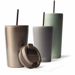MAMEIDO Thermobecher mit Strohhalm 470ml & 700ml - Trinkbecher mit Deckel und Strohhalm aus Edelstahl doppelwandig isoliert, auslaufsicher - Coffee to go Becher (Rosé Quartz, 0,47l) 470 ml Rosé Quartz