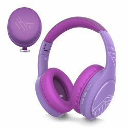 PowerLocus Bluetooth Kopfhörer Over Ear, Kopfhörer Kabellos mit 3-EQ modi, 60std. Spielzeit, Hi-Fi-Stereo Faltbare Headset mit Mikrofon, Memory-Foam Ohrpolster und Stoff-Stirnband für Handy/Reisen/PC Lila